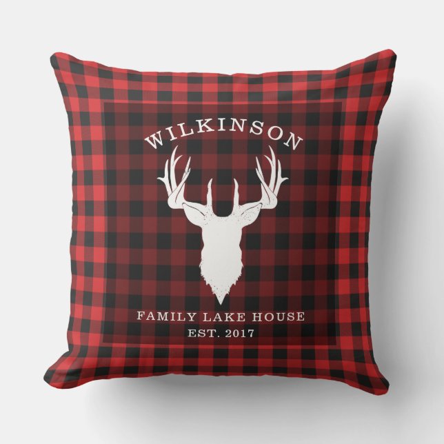 Plaid Family Red Buffalo Lumberjack Lake House Cushion (Front)