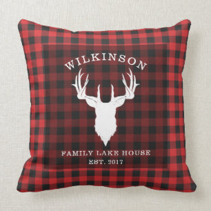 Plaid Family Red Buffalo Lumberjack Lake House Cushion
