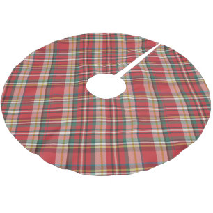 Plaid Farmhouse Red Check Rustic Christmas Brushed Polyester Tree Skirt