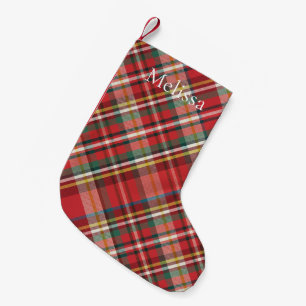 Plaid Farmhouse Red Check Rustic Holidays Small Christmas Stocking