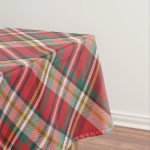 Plaid Farmhouse Red Check Rustic Merry Christmas Tablecloth