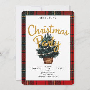 Plaid festive Christmas party invitation