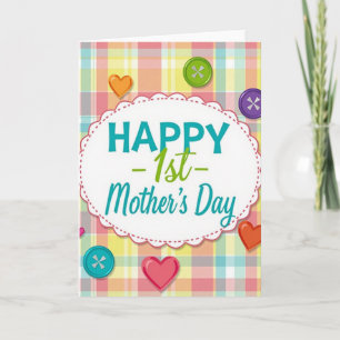 Plaid First Mothers Day Card