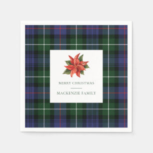 Plaid Floral Rustic Botanical Christmas Tartan Napkin