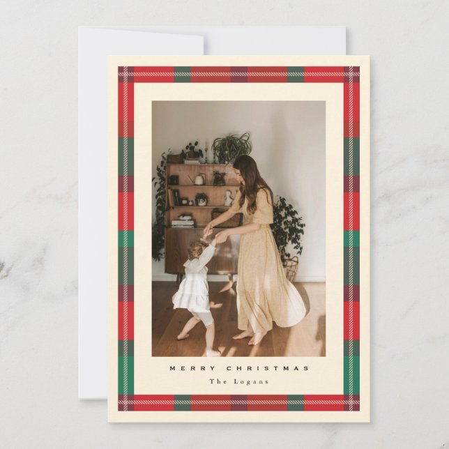 Plaid Frame Holiday Card (Front)