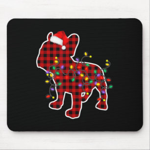 Plaid French Bulldog Christmas Pyjamas Family Dog Mouse Pad