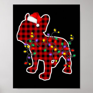 Plaid French Bulldog Christmas Pyjamas Family Dog Poster