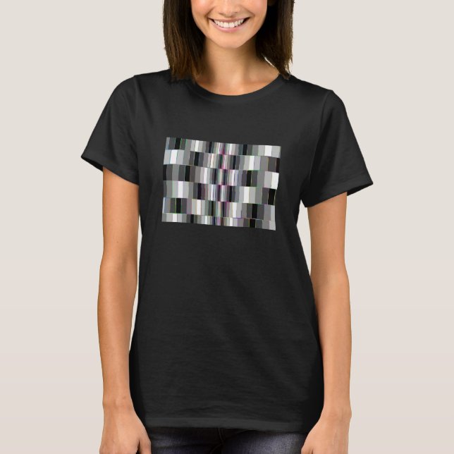 Plaid Geometric Shapes Optical Illusion T-Shirt (Front)