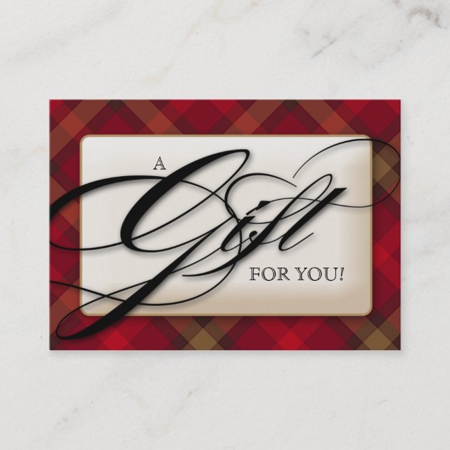 Plaid Gift Certificate Salon Red Black (Front)