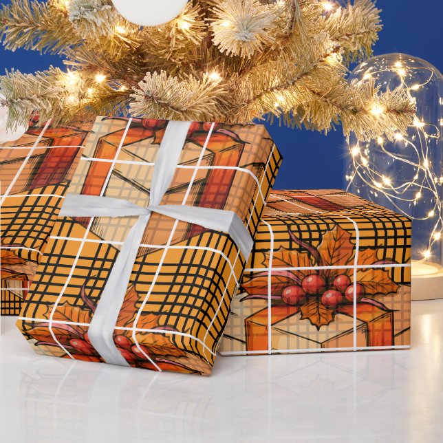 Plaid Gift Thanksgiving Wrapping Paper (Holidays)