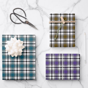 Plaid Gift Wrap in Teal, Brown and Purple HAMbyWG
