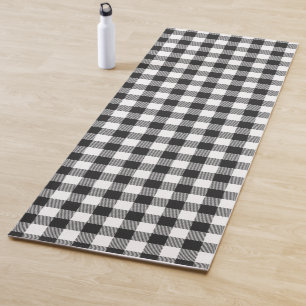 Plaid Gingham Black White Mum Birthday Yoga Mat