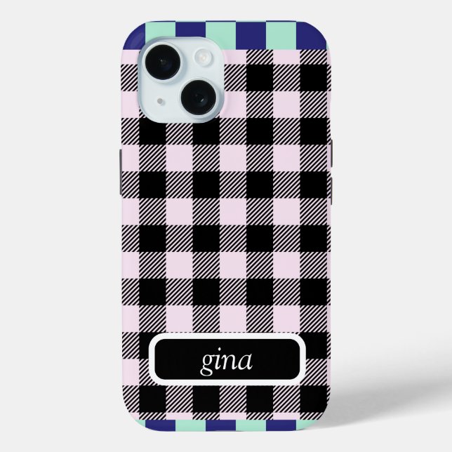 Plaid Gingham Personalised Case-Mate iPhone Case (Back)