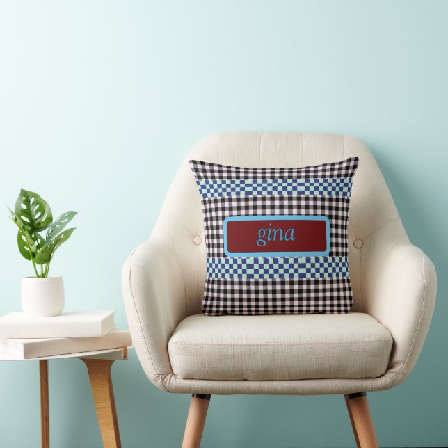 Plaid Gingham Personalised Cushion (Chair)