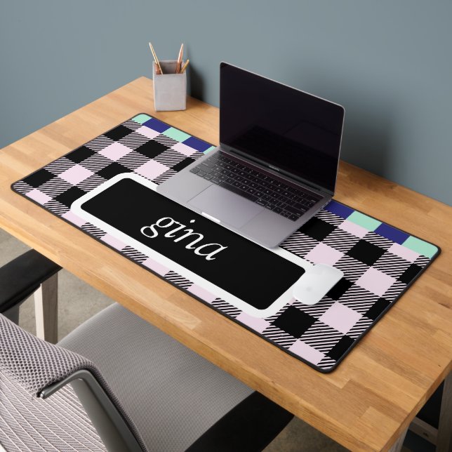 Plaid Gingham Personalised Desk Mat (Office 2)