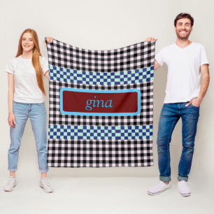 Plaid Gingham Personalised Fleece Blanket