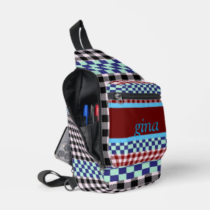 Plaid Gingham Personalised Sling Bag