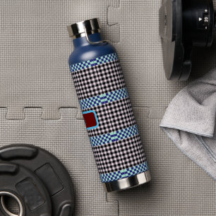 Plaid Gingham Personalised Water Bottle