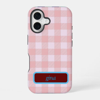 Plaid Gingham Personalized iPhone 16 Case
