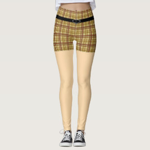 Plaid golf shorts belt n buckle leggings