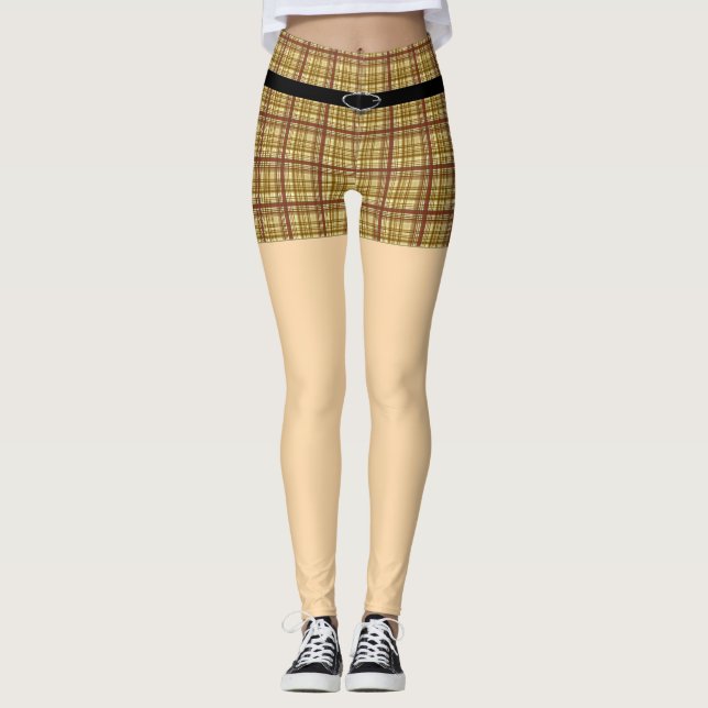 Plaid golf shorts belt n buckle leggings (Front)