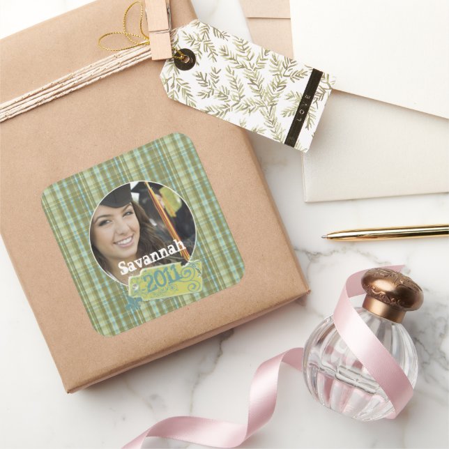 Plaid Graduation or Sweet Sixteen Photo Stickers (Gifting)