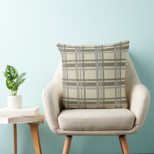 Plaid gray and cream cushion