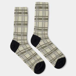 Plaid gray and cream socks