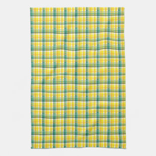 Plaid Green And Yellows Tea Towel