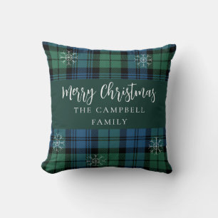 Plaid Green Blue Check Campbell Tartan Cushion