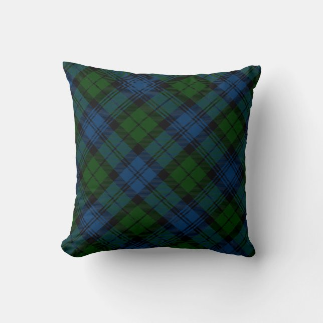 Plaid Green Christmas Holidays Rustic Tartan Cushion (Front)