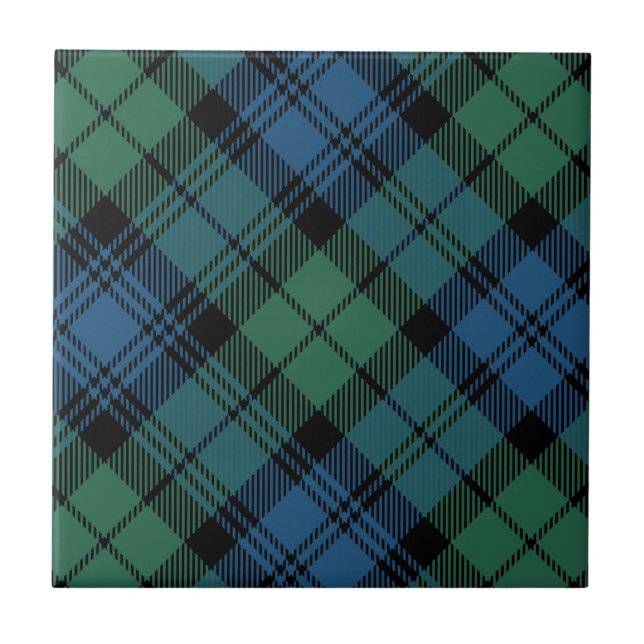Plaid Green Rustic Farmhouse Campbell Tartan Ceramic Tile (Front)