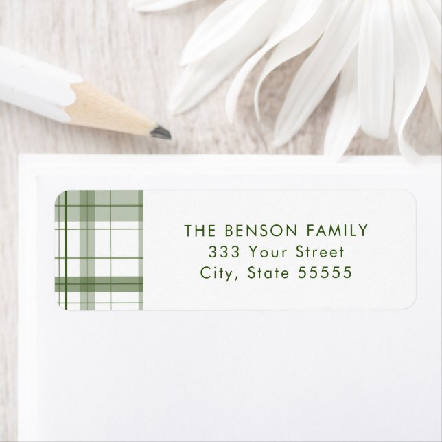 Plaid Green White Return Label Return Address Label (Insitu)