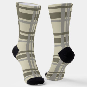 Plaid grey and cream socks