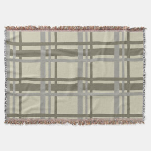 Plaid grey and cream throw blanket