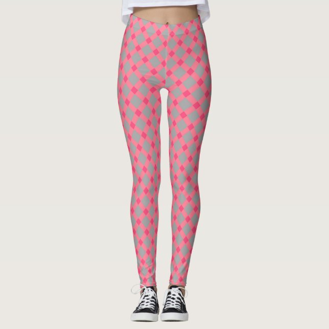 Plaid , grey and pink leggings (Front)