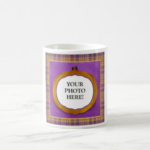 Plaid Halloween Pumpkin Custom Photo Mug