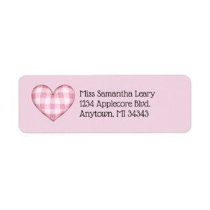 Plaid Heart 3D Address with Custom Text Return Address Label