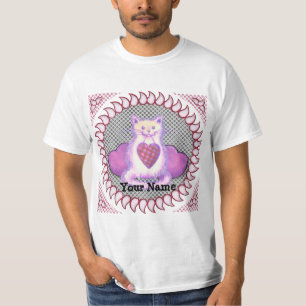 Plaid Heart Cat  T-Shirt