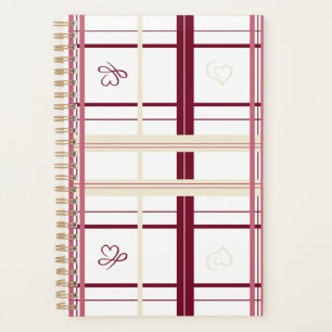 Plaid Hearts Spiral Planner- Whimsical Burgundy  Planner
