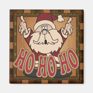 Plaid Ho Ho Ho Holiday Santa Claus Gift Magnet