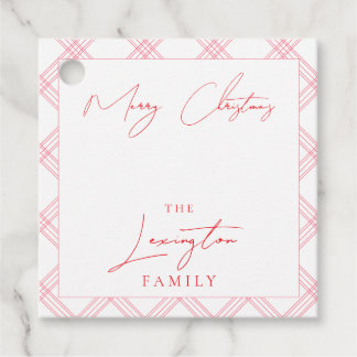Plaid Holiday Gift Tags - Hot Pink & Red