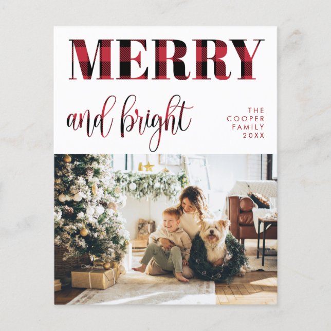 Plaid Holiday Photo Card | Modern Christmas (Front)