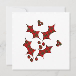 Plaid Holly Christmas Shape Invitation