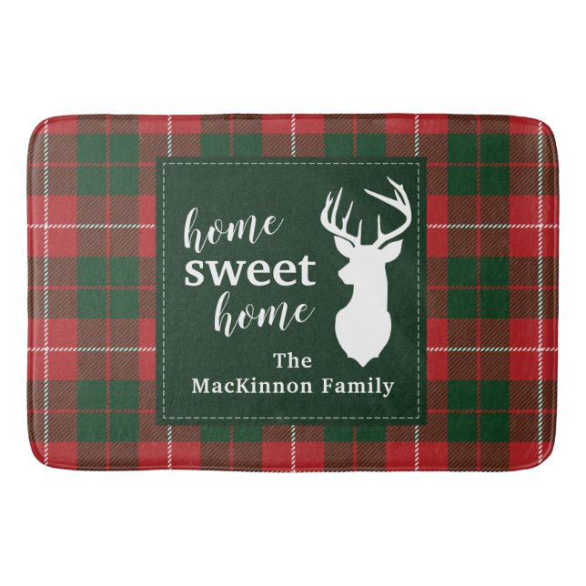 Plaid Home Sweet Family Christmas MacKinnon Tartan Bath Mat (Front)