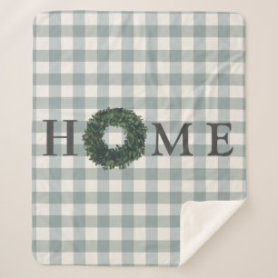 Plaid HOME Typography Farmhouse Stylish Trendy Sherpa Blanket