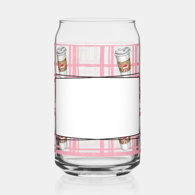 Plaid hot cocoa and peppermint can glass (Left)