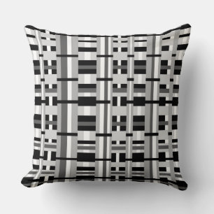 Plaid in Black White & Grey Cushion