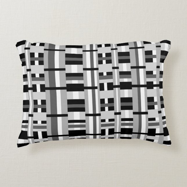 Plaid in Black White & Grey Decorative Cushion (Front)