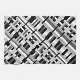 Plaid in Black, White & Grey Diagonal Tea Towel